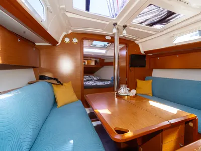 Salon of Draco, a Dufour 360 Grand Large sailboat at Grad Pula, Croatia