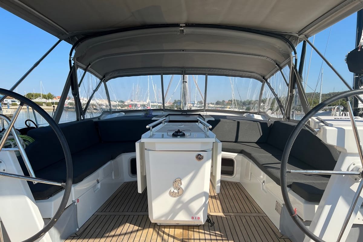 Cockpit of Anna, a Beneteau Oceanis 51.1 sailboat at Općina Sukošan, Croatia