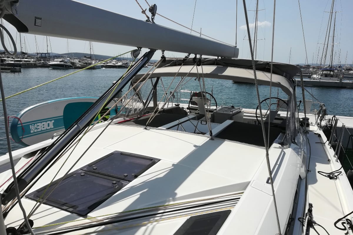 Cockpit of Anna, a Beneteau Oceanis 51.1 sailboat at Općina Sukošan, Croatia