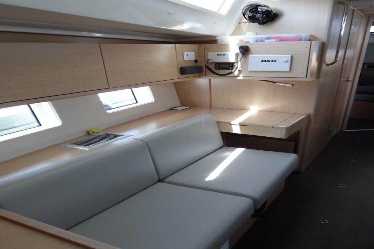 Salon of Isabella 2, a Bavaria C45 sailboat at Mai Khao, Thailand