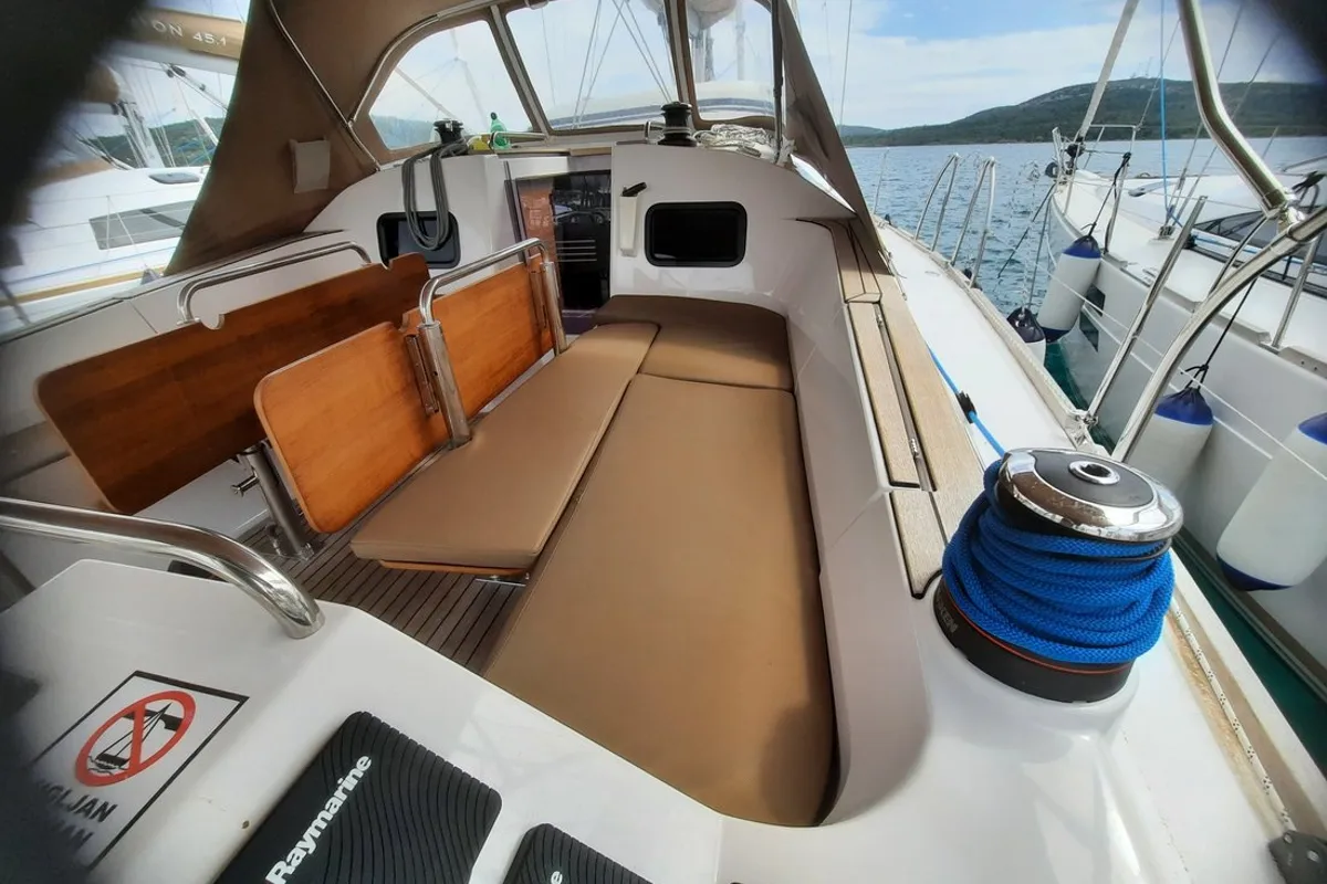 Cockpit of Eva, a Elan Impression 45.1 sailboat at Pirovac, Croatia