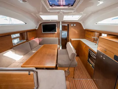 Salon of Eva, a Elan Impression 45.1 sailboat at Pirovac, Croatia