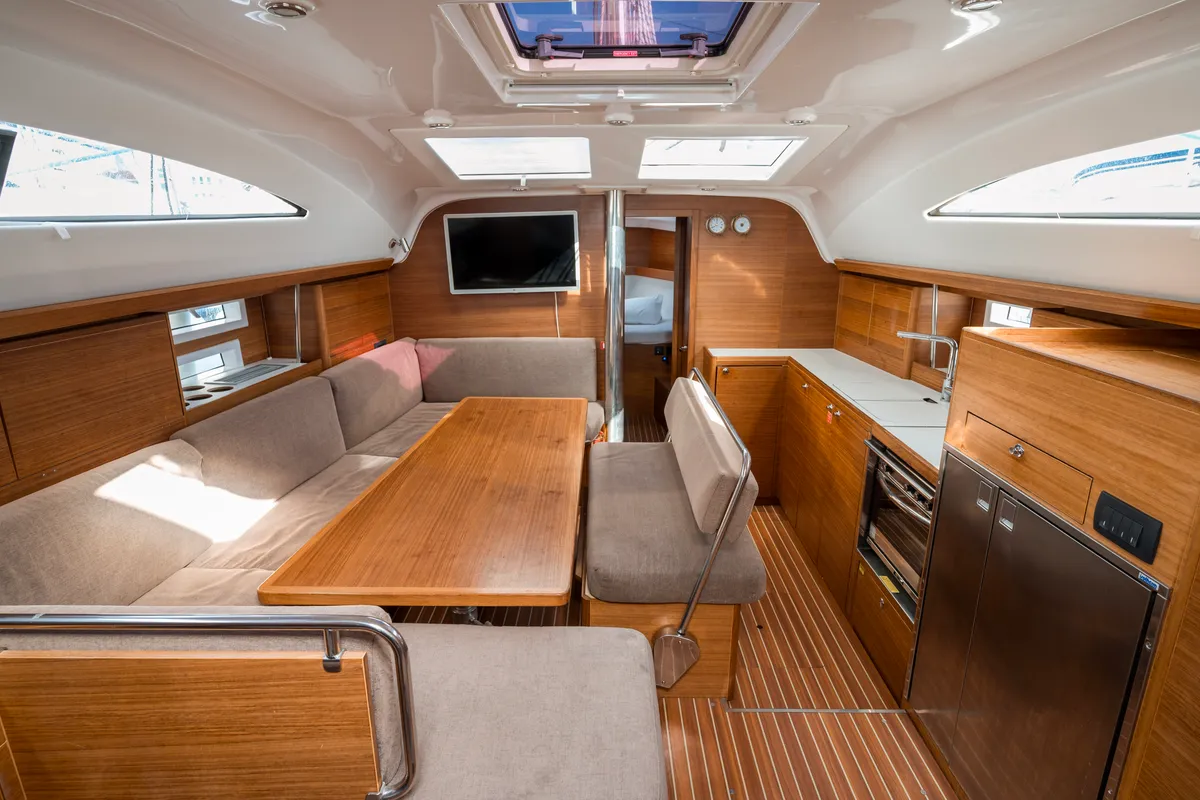 Salon of Eva, a Elan Impression 45.1 sailboat at Pirovac, Croatia