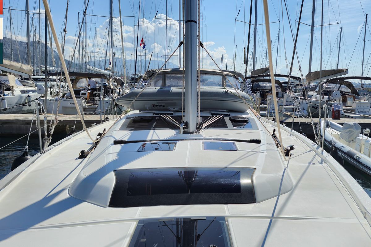 Deck of Amoroso, a Dufour 430 GL sailboat at Općina Rogoznica, Croatia