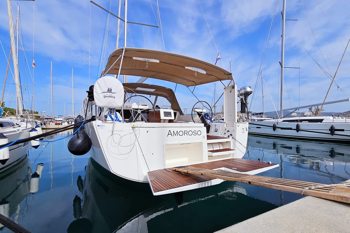 Galley of Amoroso, a Dufour 430 GL sailboat at Općina Rogoznica, Croatia