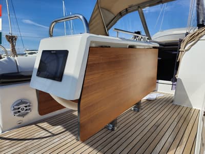 Cockpit of Amoroso, a Dufour 430 GL sailboat at Općina Rogoznica, Croatia