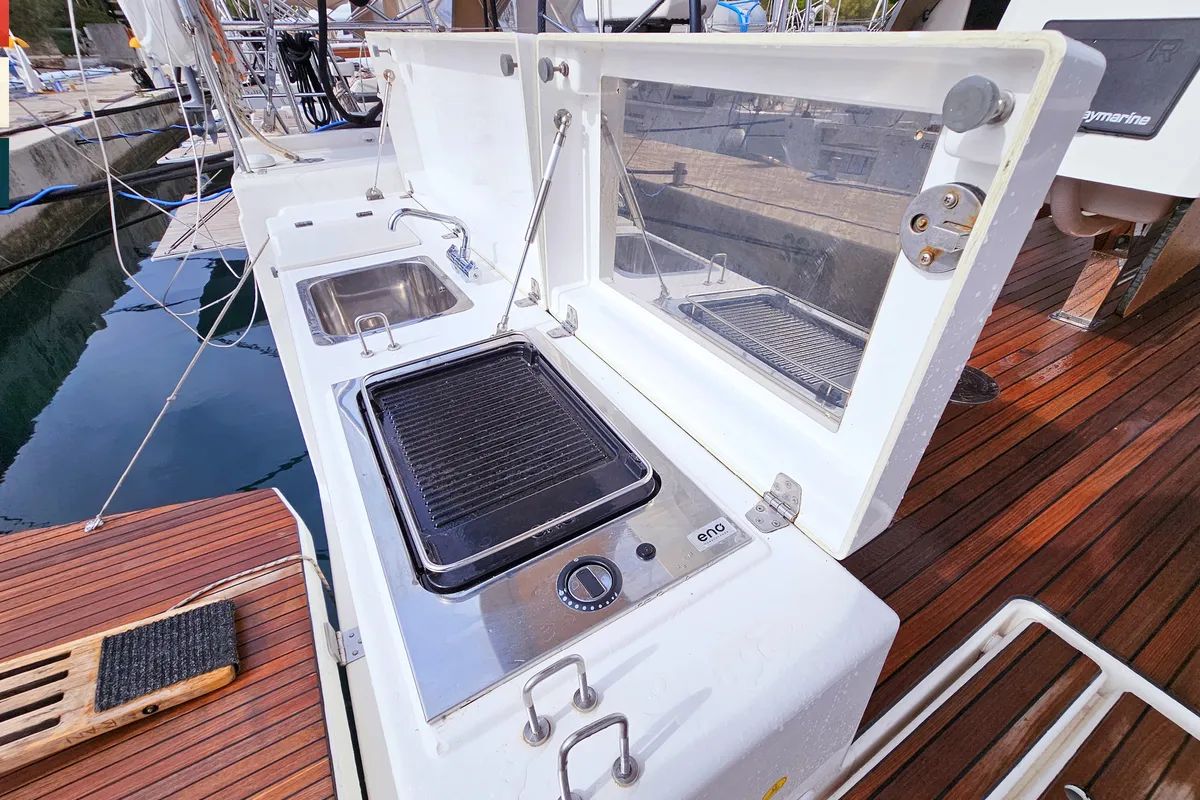 Deck of Amoroso, a Dufour 430 GL sailboat at Općina Rogoznica, Croatia