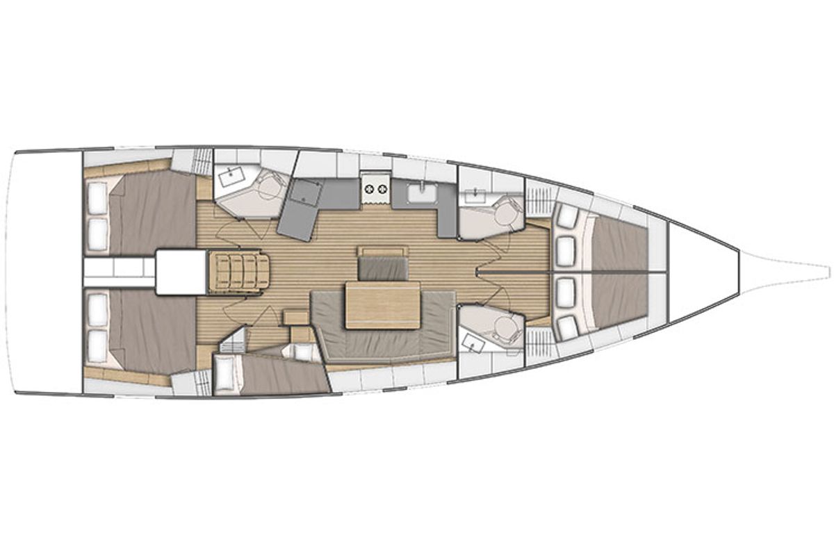 Floor plan of Chrisel, a Beneteau Oceanis 46.1 sailboat at Municipal Unit of Lefkada, Greece