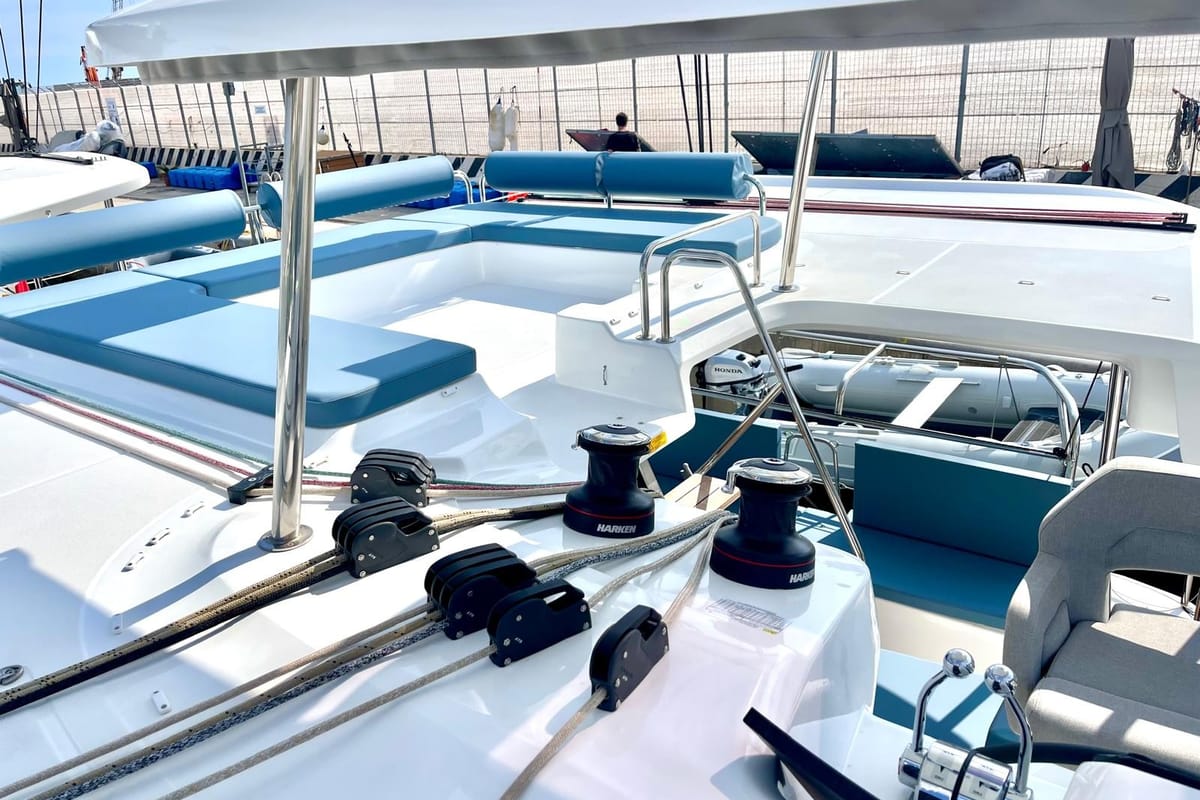 Deck of Buongiorno principessa, a Lagoon 43 catamaran at Salerno, Italy