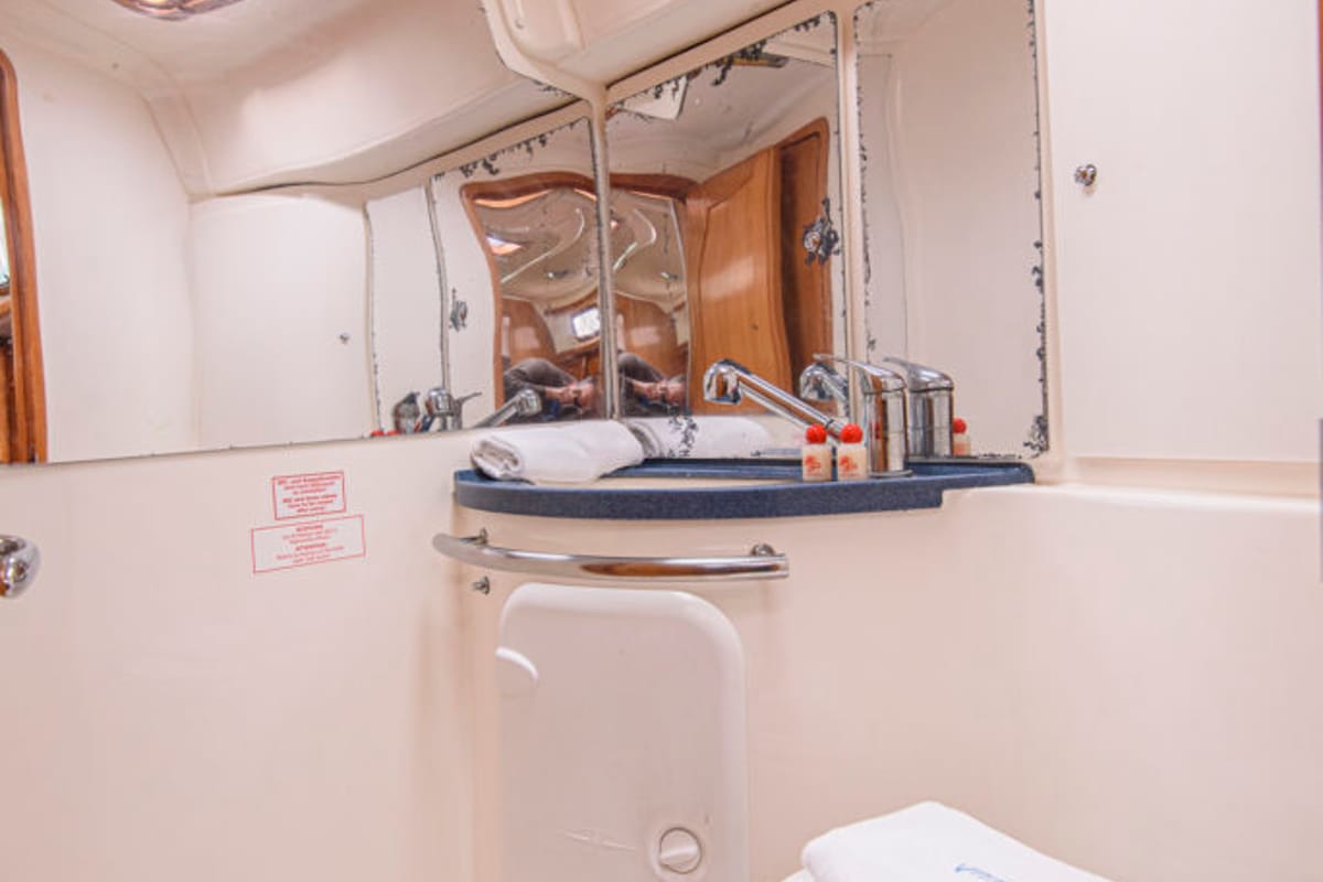 Head on Gigiona, a Bavaria 37 Cruiser sailboat at San Vincenzo, Italy
