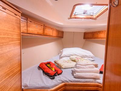 Cabin on Gigiona, a Bavaria 37 Cruiser sailboat at San Vincenzo, Italy