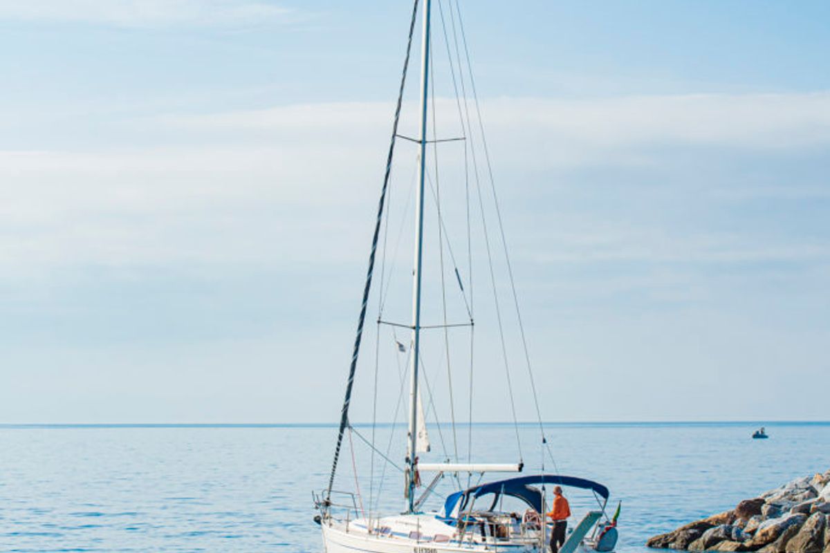 Exterior view of Gigiona, a Bavaria 37 Cruiser sailboat at San Vincenzo, Italy
