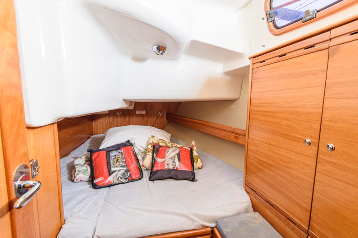 Cabin on Gigiona, a Bavaria 37 Cruiser sailboat at San Vincenzo, Italy