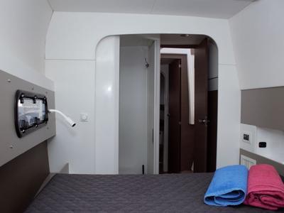 Cabin on Fasteam Two, a Bali 4.3 catamaran at Castellammare di Stabia, Italy