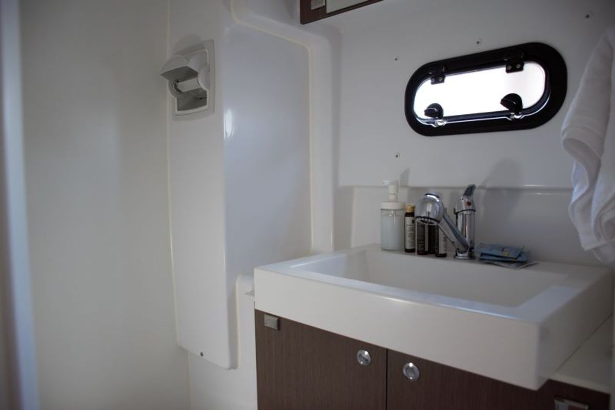 Head on Fasteam Two, a Bali 4.3 catamaran at Castellammare di Stabia, Italy