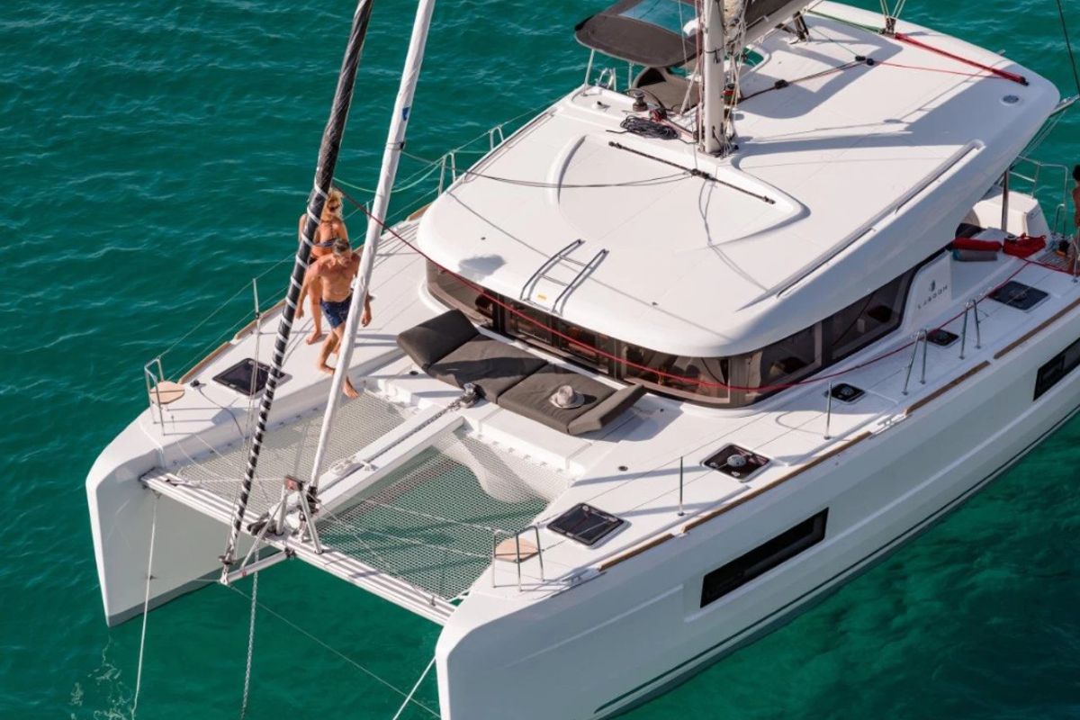 Exterior view of Mary Grace, a Lagoon 40 catamaran at Municipal Unit of Lefkada, Greece