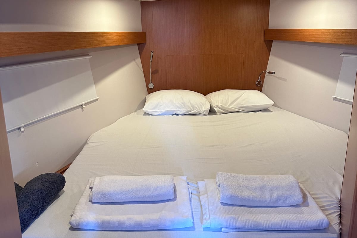 Cabin on Sail Scorpius, a Bavaria C42 sailboat at Marmaris, Turkey