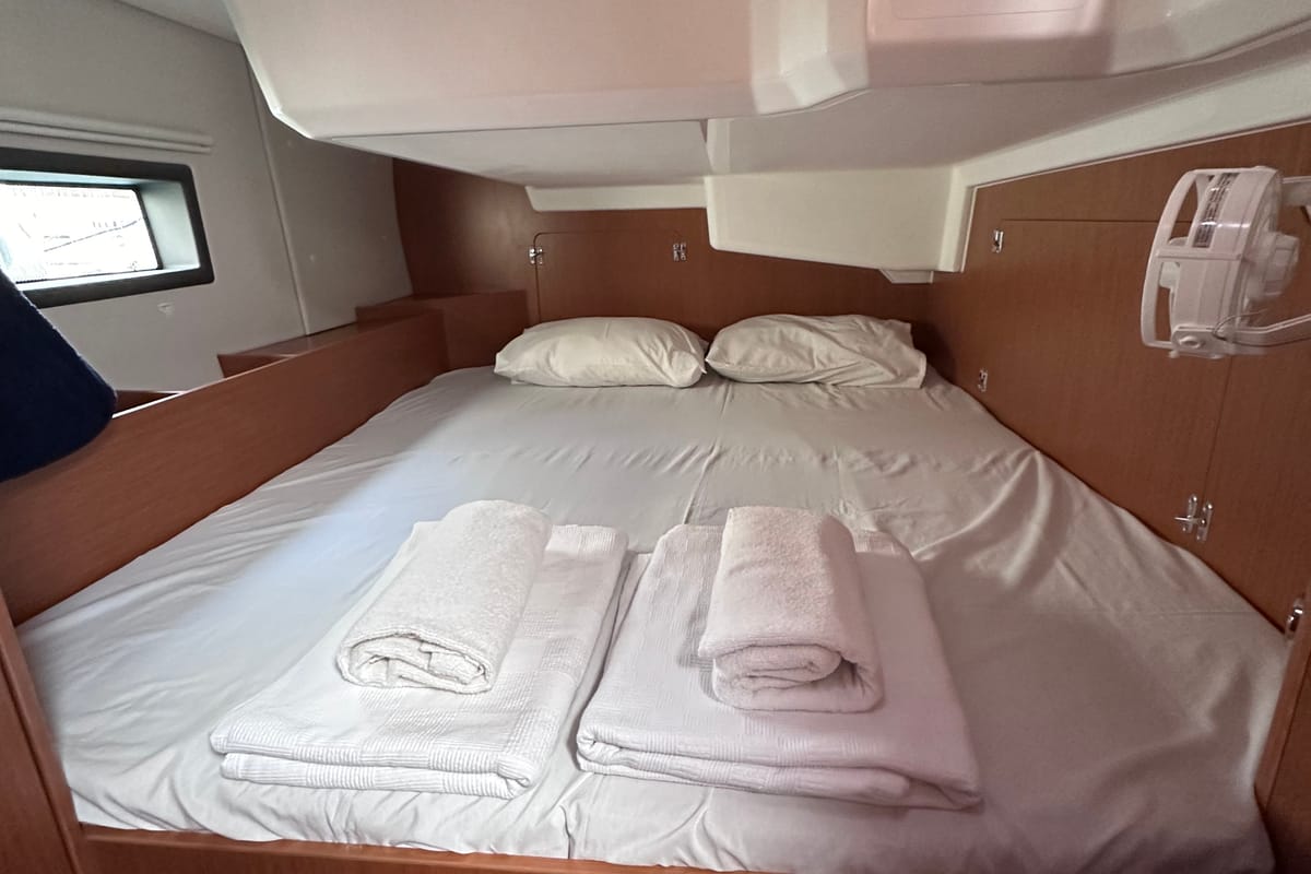Cabin on Sail Scorpius, a Bavaria C42 sailboat at Marmaris, Turkey