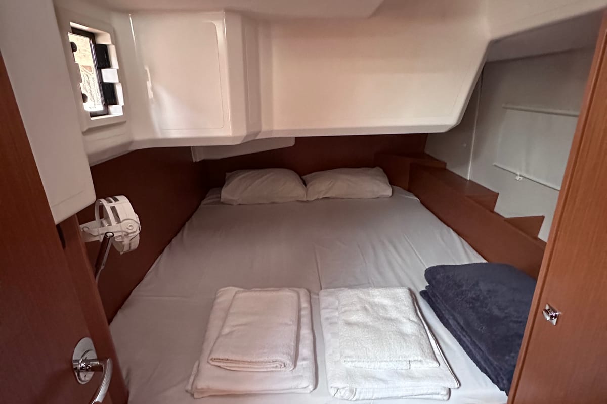 Cabin on Sail Scorpius, a Bavaria C42 sailboat at Marmaris, Turkey