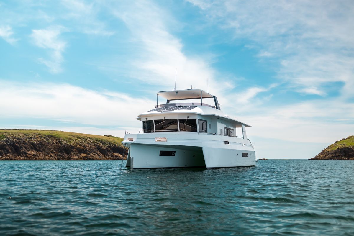 Exterior view of L'Indécis, a Gulet Leen 56 sailboat at Marigot, France