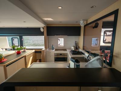 Galley of L'Indécis, a Gulet Leen 56 sailboat at Marigot, France