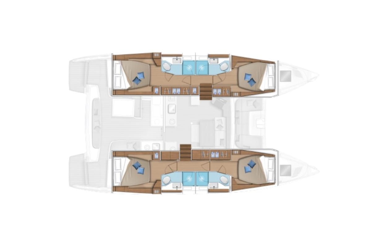 Floor plan of Westerlund, a Lagoon 46 catamaran at Alameda, United States