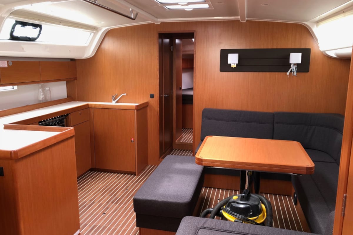 Salon of Alma Libre III, a Bavaria Cruiser 51 sailboat at Municipal Unit of Lefkada, Greece