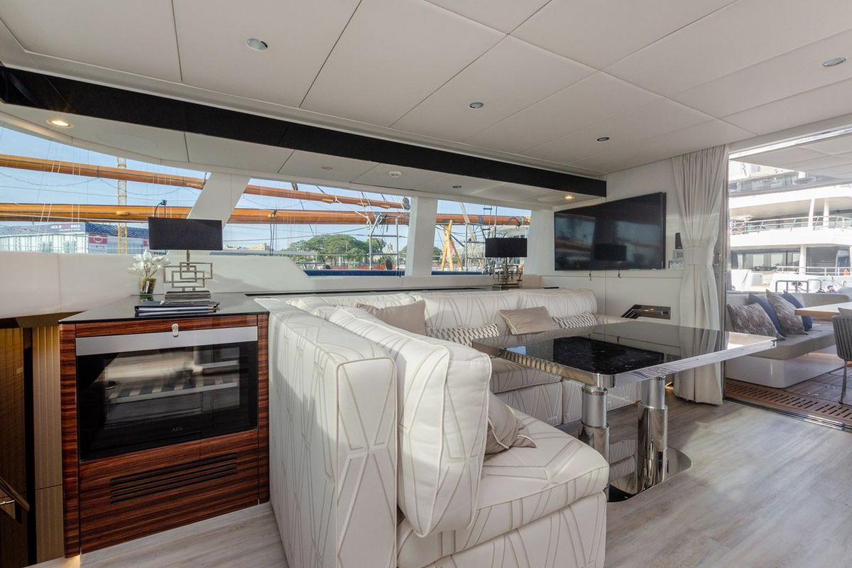Deck of Dessus, a Sunreef Yachts Sunreef 60 catamaran at Grad Kaštela, Croatia