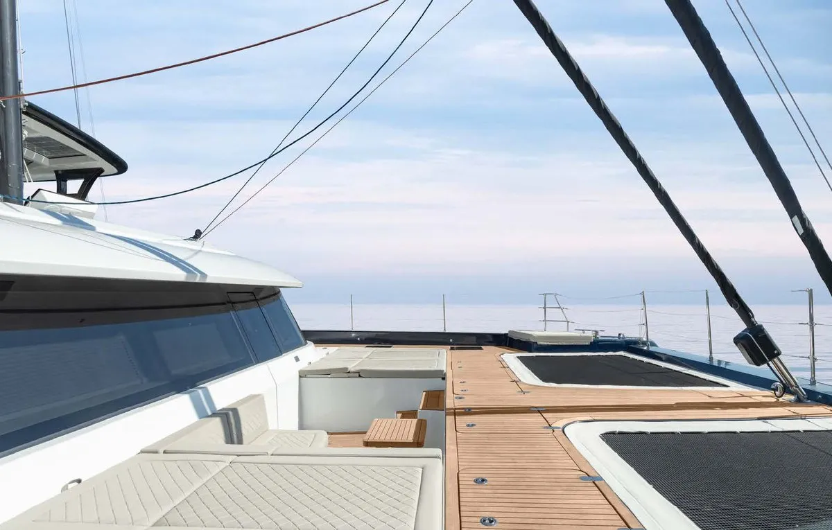 Deck of Dessus, a Sunreef Yachts Sunreef 60 catamaran at Grad Kaštela, Croatia