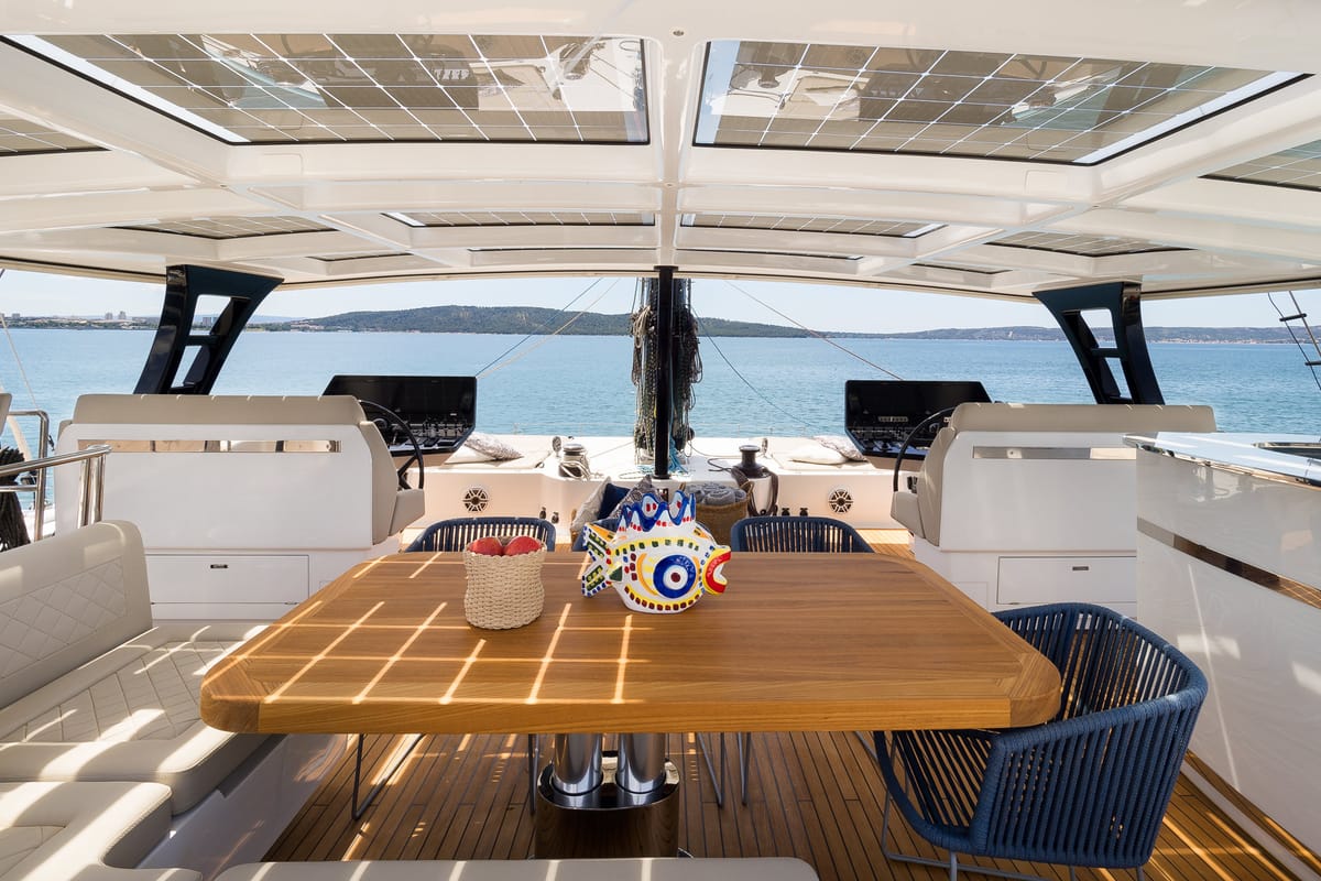 Deck of Dessus, a Sunreef Yachts Sunreef 60 catamaran at Grad Kaštela, Croatia