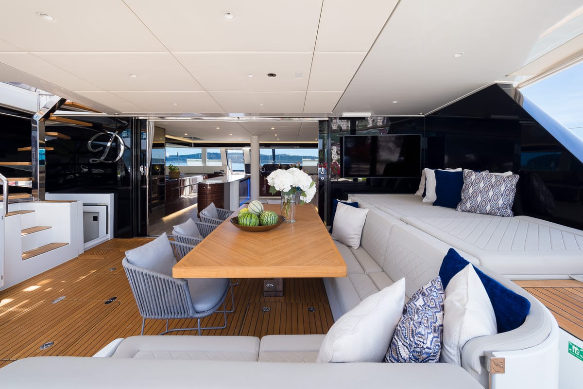 Deck of Dessus, a Sunreef Yachts Sunreef 60 catamaran at Grad Kaštela, Croatia