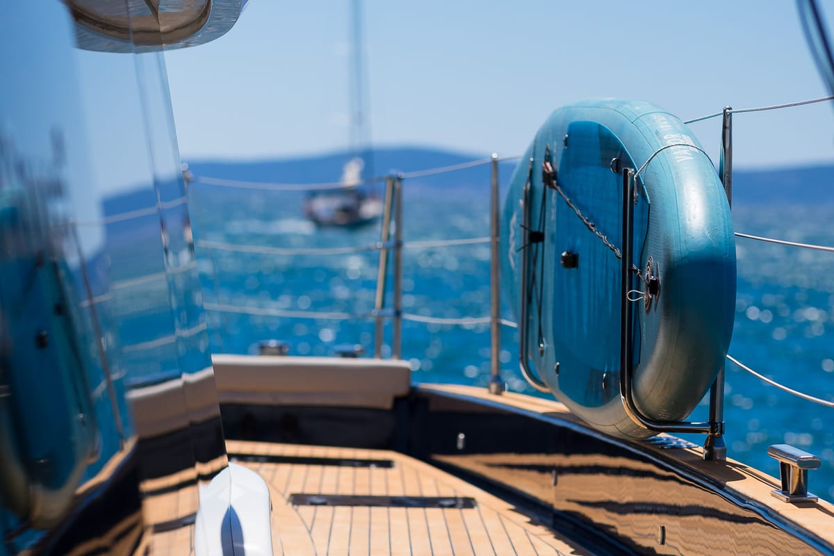 Deck of Dessus, a Sunreef Yachts Sunreef 60 catamaran at Grad Kaštela, Croatia