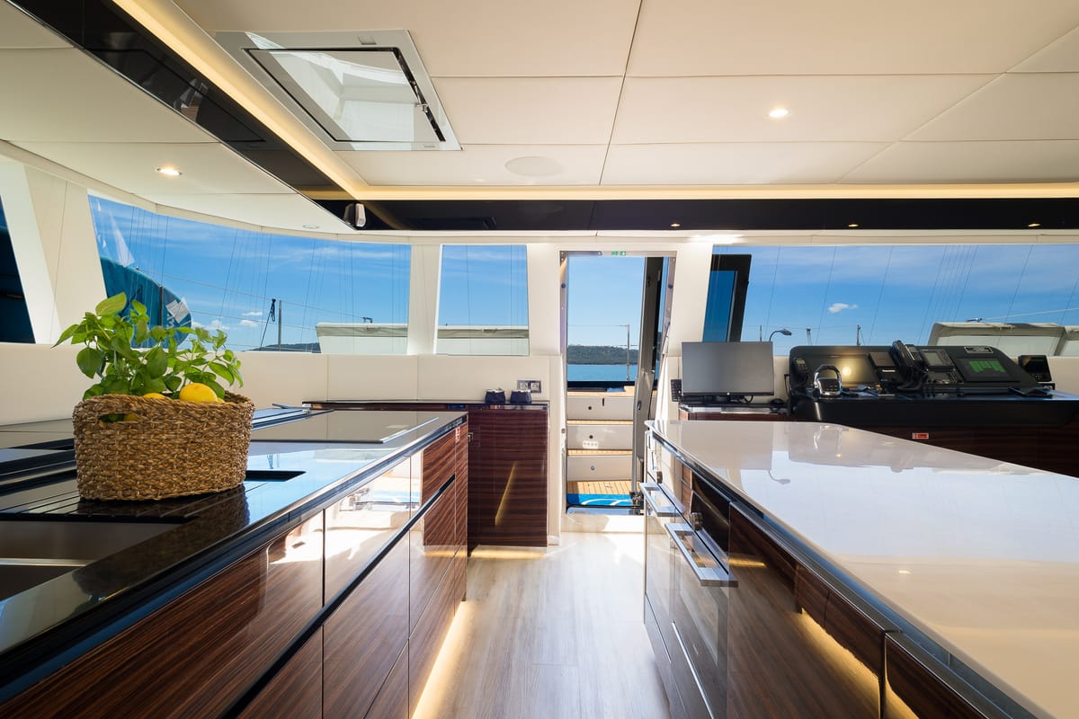 Galley of Dessus, a Sunreef Yachts Sunreef 60 catamaran at Grad Kaštela, Croatia