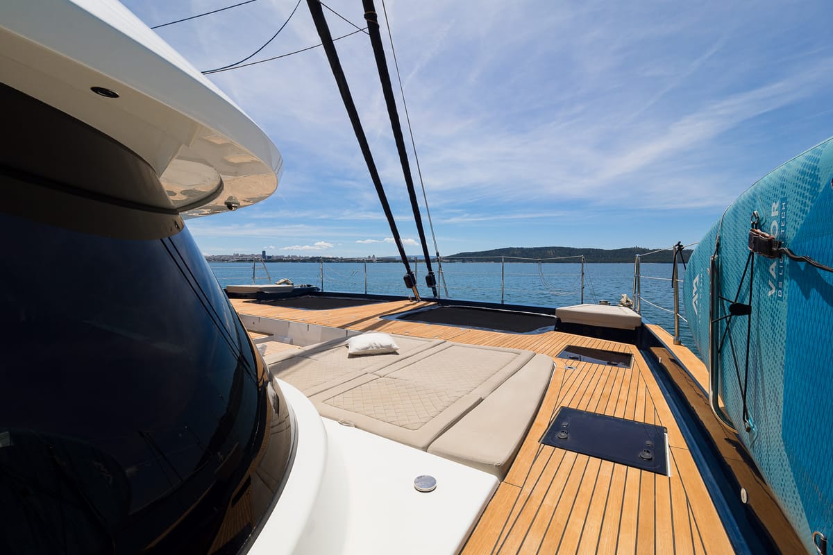 Deck of Dessus, a Sunreef Yachts Sunreef 60 catamaran at Grad Kaštela, Croatia