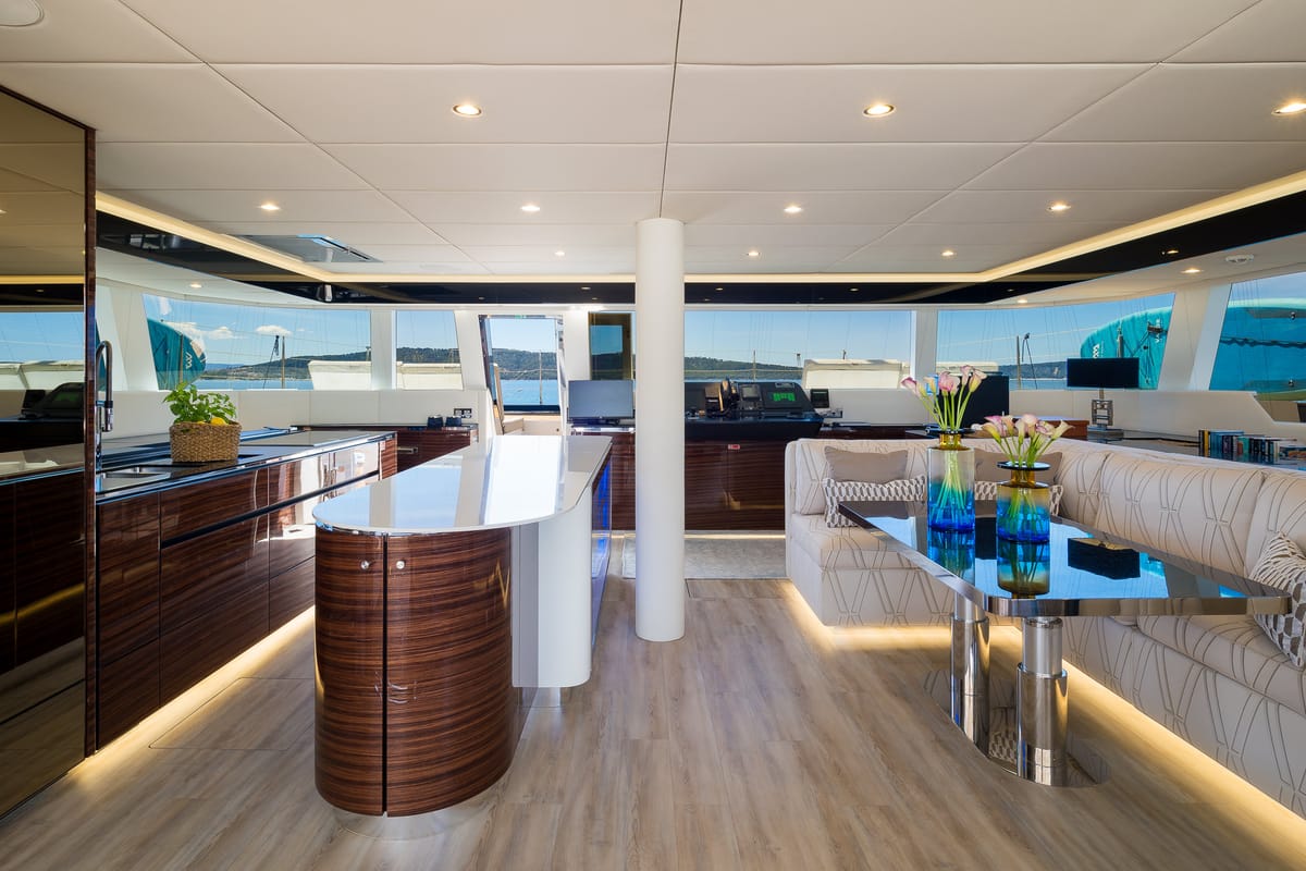 Salon of Dessus, a Sunreef Yachts Sunreef 60 catamaran at Grad Kaštela, Croatia