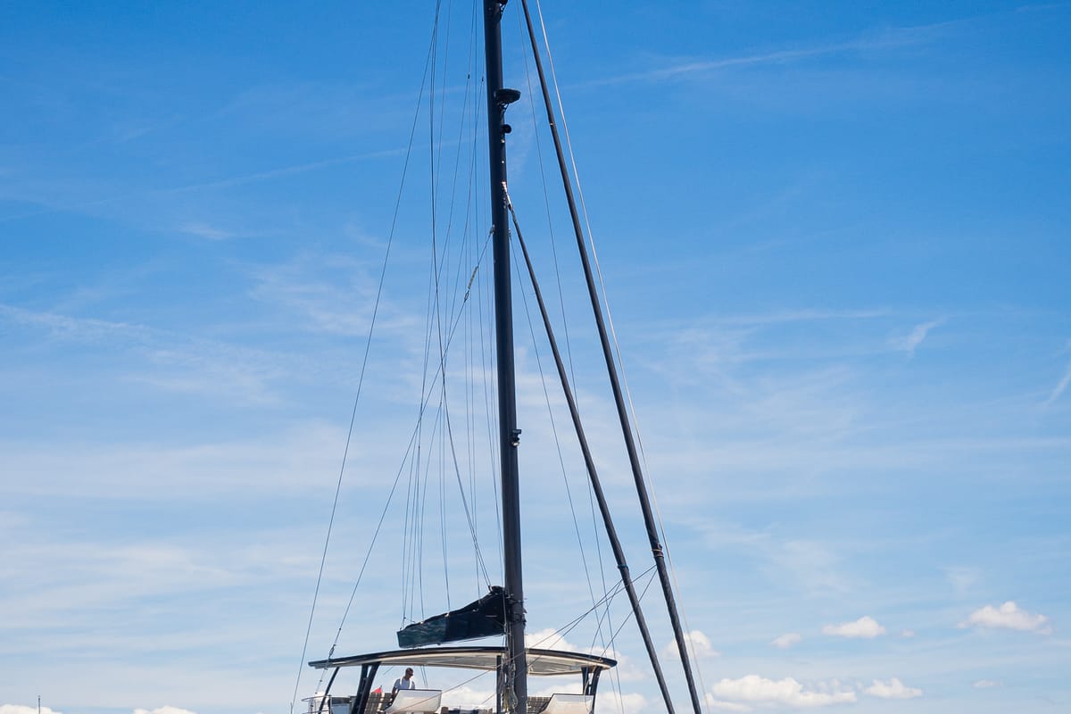 Exterior view of Dessus, a Sunreef Yachts Sunreef 60 catamaran at Grad Kaštela, Croatia