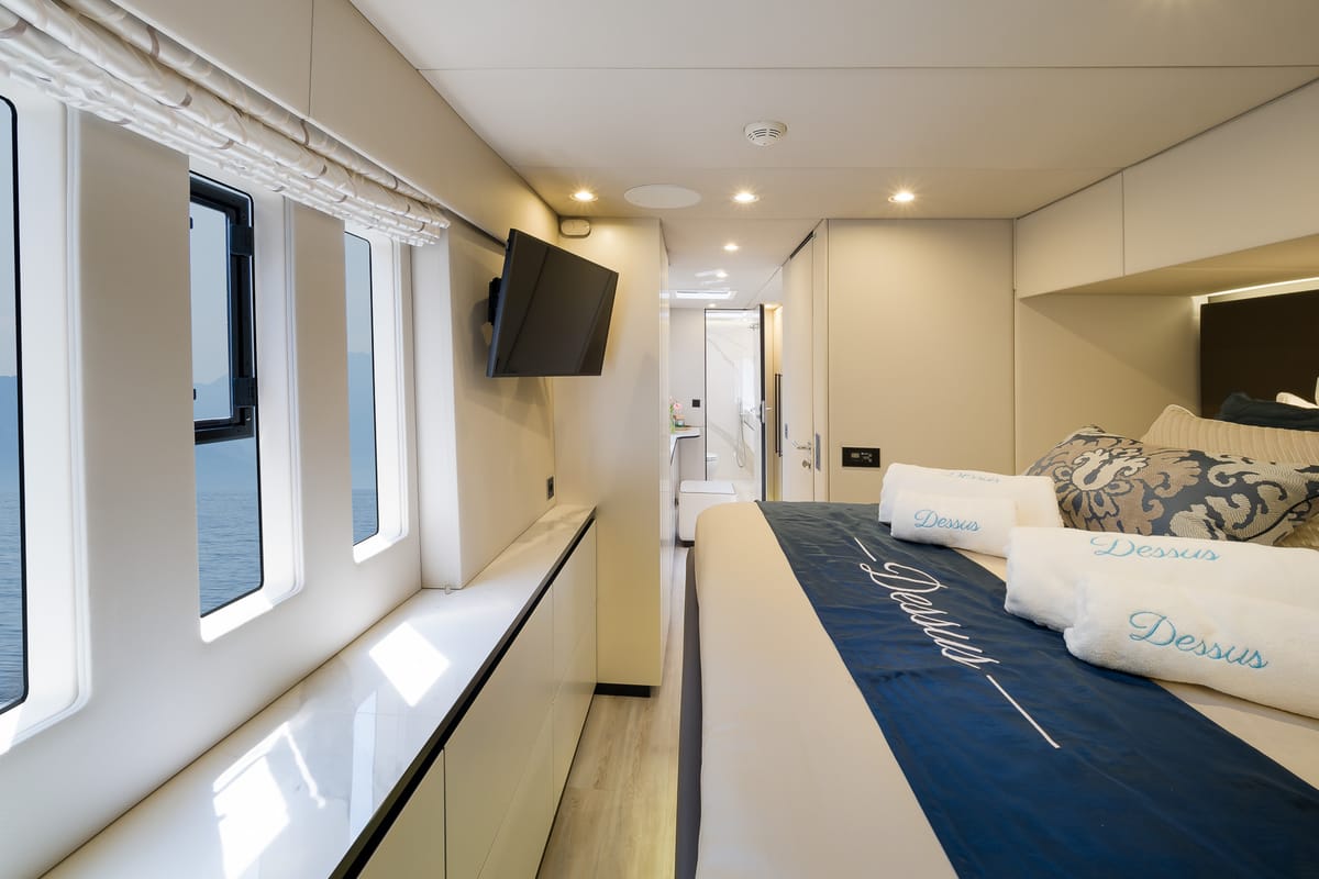 Cabin on Dessus, a Sunreef Yachts Sunreef 60 catamaran at Grad Kaštela, Croatia