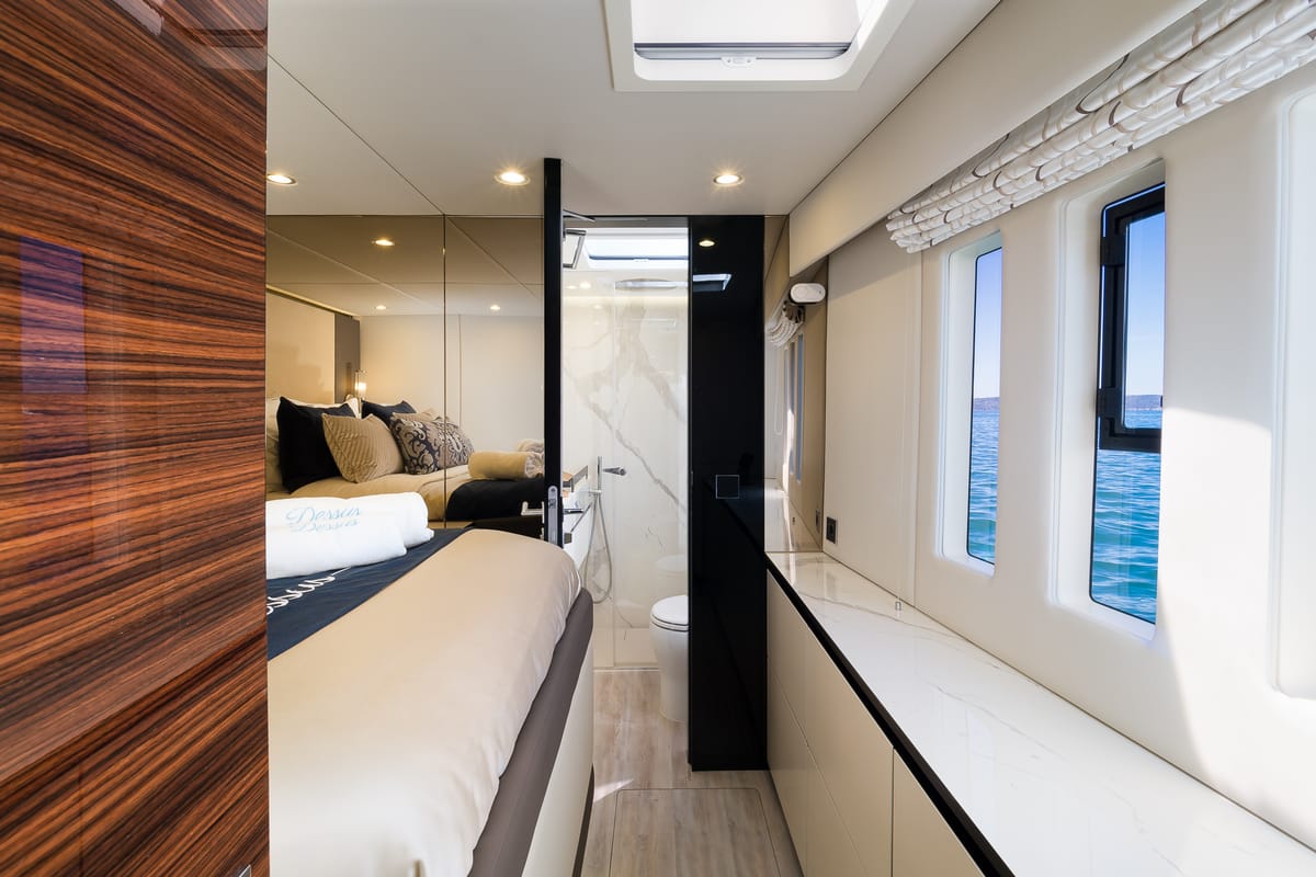 Cabin on Dessus, a Sunreef Yachts Sunreef 60 catamaran at Grad Kaštela, Croatia