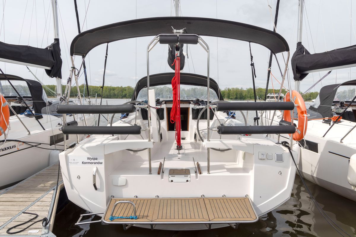 Deck of Glazy Sztynorckie, a Northman Maxus 34 sailboat at Sztynort, Poland