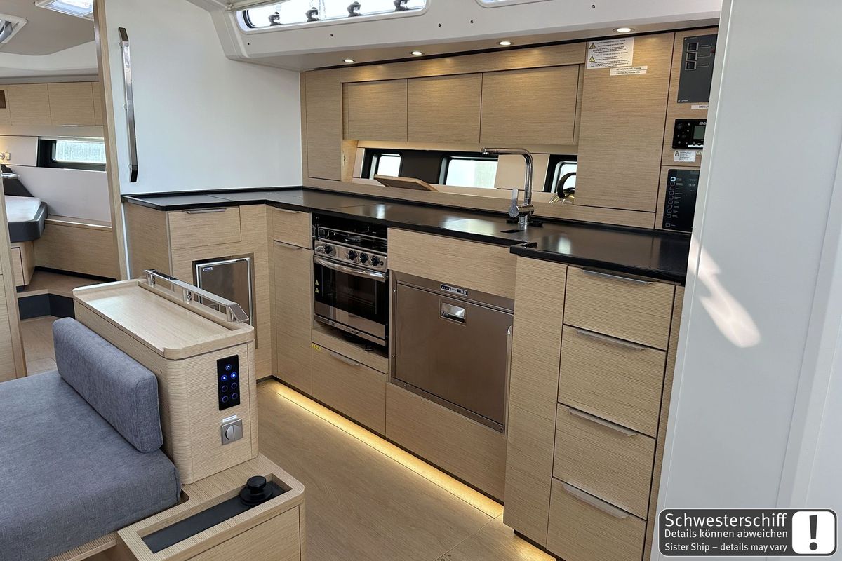 Galley of Antares, a Hanse Yachts Hanse 460 sailboat at Palma de Mallorca, Spain