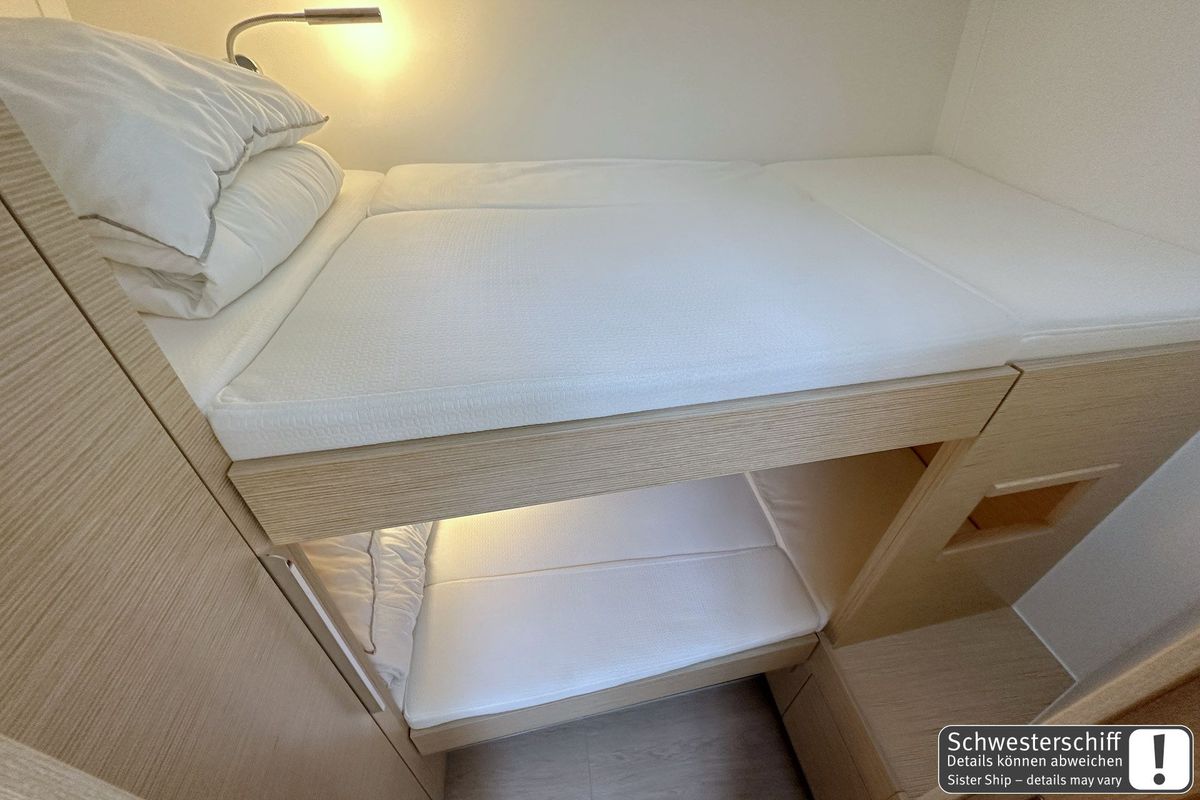 Cabin on Antares, a Hanse Yachts Hanse 460 sailboat at Palma de Mallorca, Spain