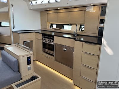 Galley of Antares, a Hanse Yachts Hanse 460 sailboat at Palma de Mallorca, Spain