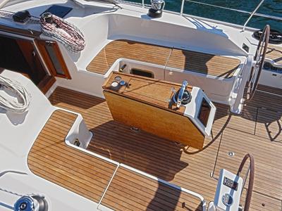 Deck of Vela Tonka, a Bavaria Cruiser 51 sailboat at Split, Croatia