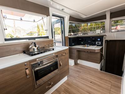Galley of Elifcim, a Bali 4.2 OW catamaran at Fethiye, Turkey