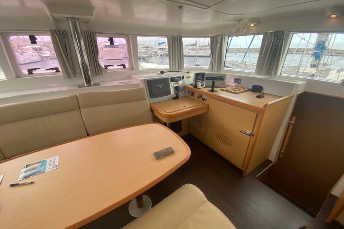 Salon of Ginevra, a Lagoon 440 catamaran at Nettuno, Italy