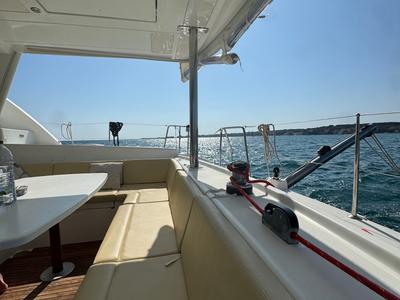Deck of Ginevra, a Lagoon 440 catamaran at Nettuno, Italy