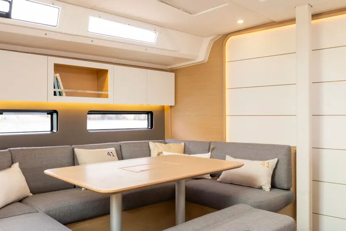 Salon of Moorings 41.3 Exclusive Plus, a Dufour 41 sailboat at Piraeus, Greece