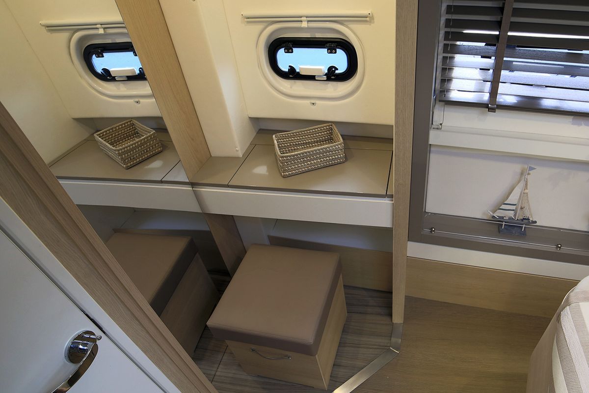 Cabin on New Horizons 3, a Bali 5.4 catamaran at Athens, Greece