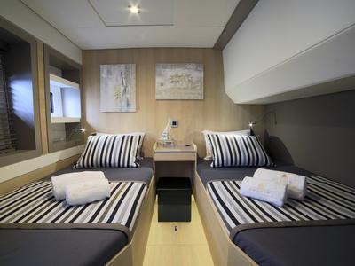 Cabin on New Horizons 3, a Bali 5.4 catamaran at Athens, Greece