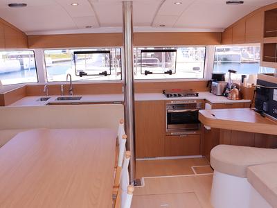 Salon of Tehani_X, a Bali Catsmart catamaran at Road Town, British Virgin Islands